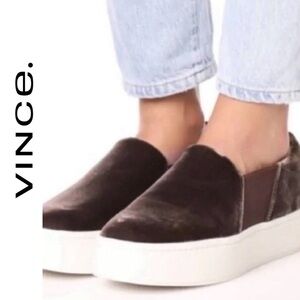 VINCE Warren Brown Velvet Sneaker